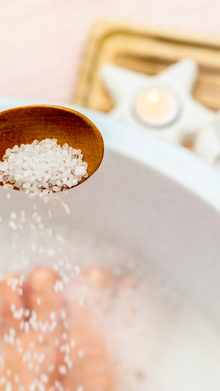 blue Epsom salt scrub