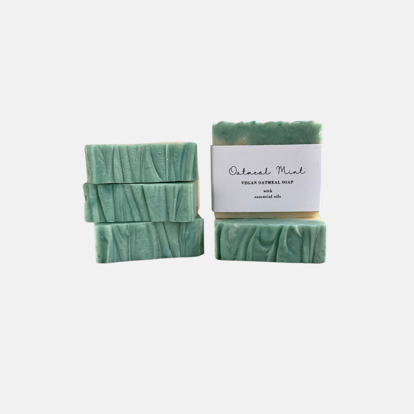 Soothing Oatmeal & Mint Cold Process Soap - Natural Exfoliating Vegan Bar