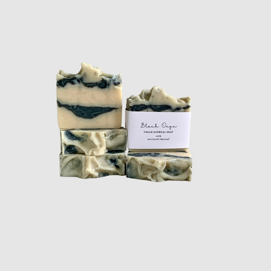 Black Onyx Charcoal & Oatmeal Soap - Detoxifying Vegan Bar with Masculine Scent