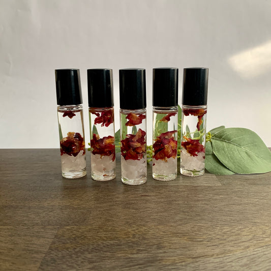 Rose Perfume Roller - Romantic Aromatherapy Roll-On with Rose Petals & Natural Oils