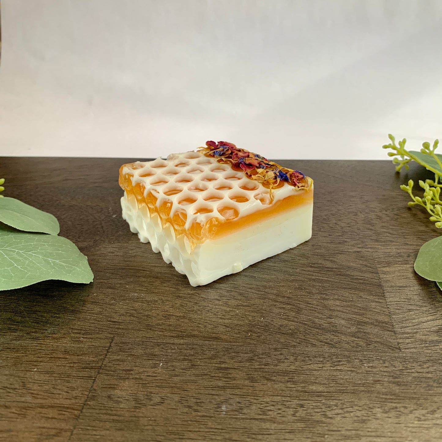 Golden Honeycomb & Wildflower Honey Soap - Luxury Milk Bar with Dried Petals