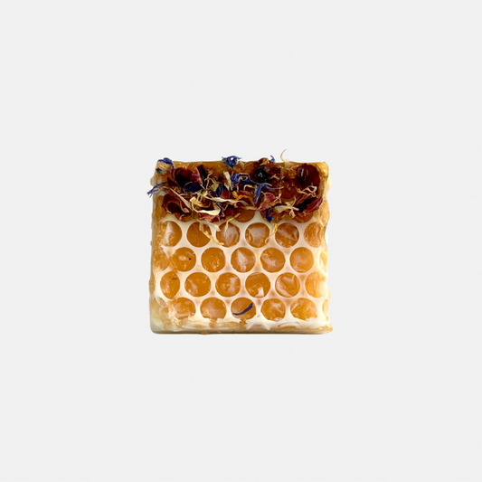 Golden Honeycomb & Wildflower Honey Soap - Luxury Milk Bar with Dried Petals