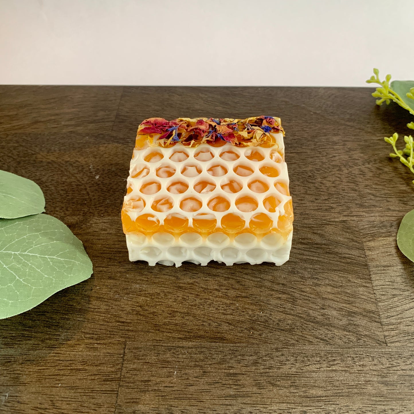 Golden Honeycomb & Wildflower Honey Soap - Luxury Milk Bar with Dried Petals