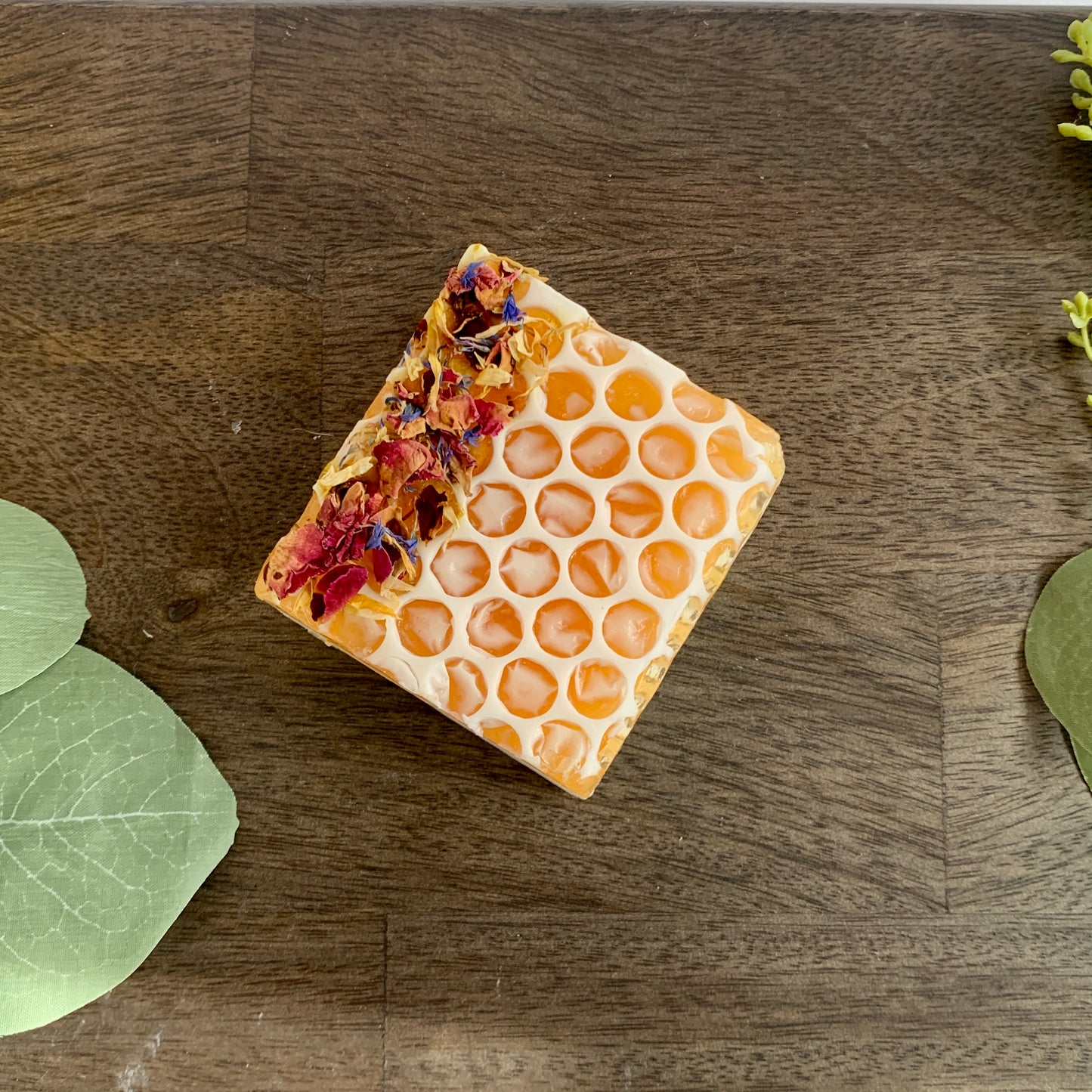 Golden Honeycomb & Wildflower Honey Soap - Luxury Milk Bar with Dried Petals