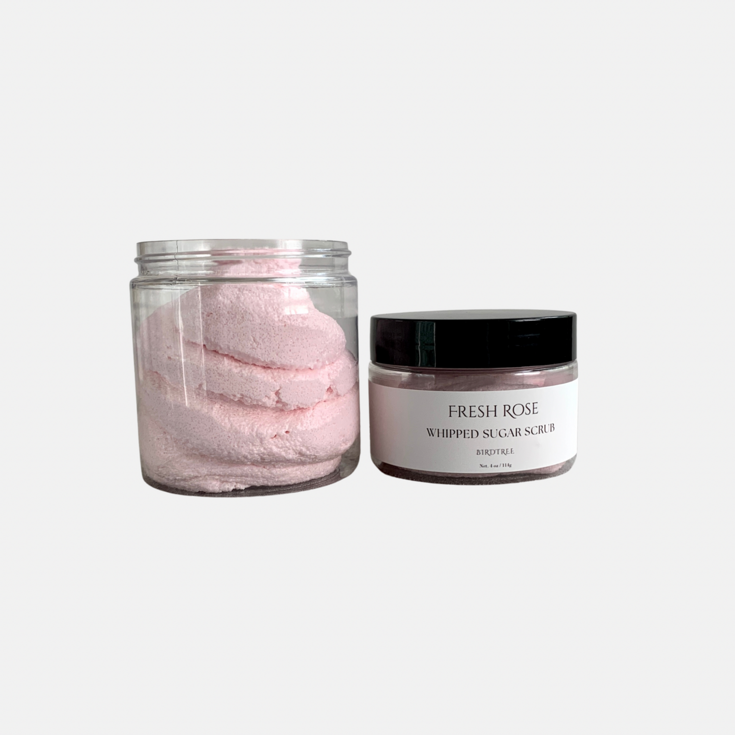 two jars pink sugar scrub