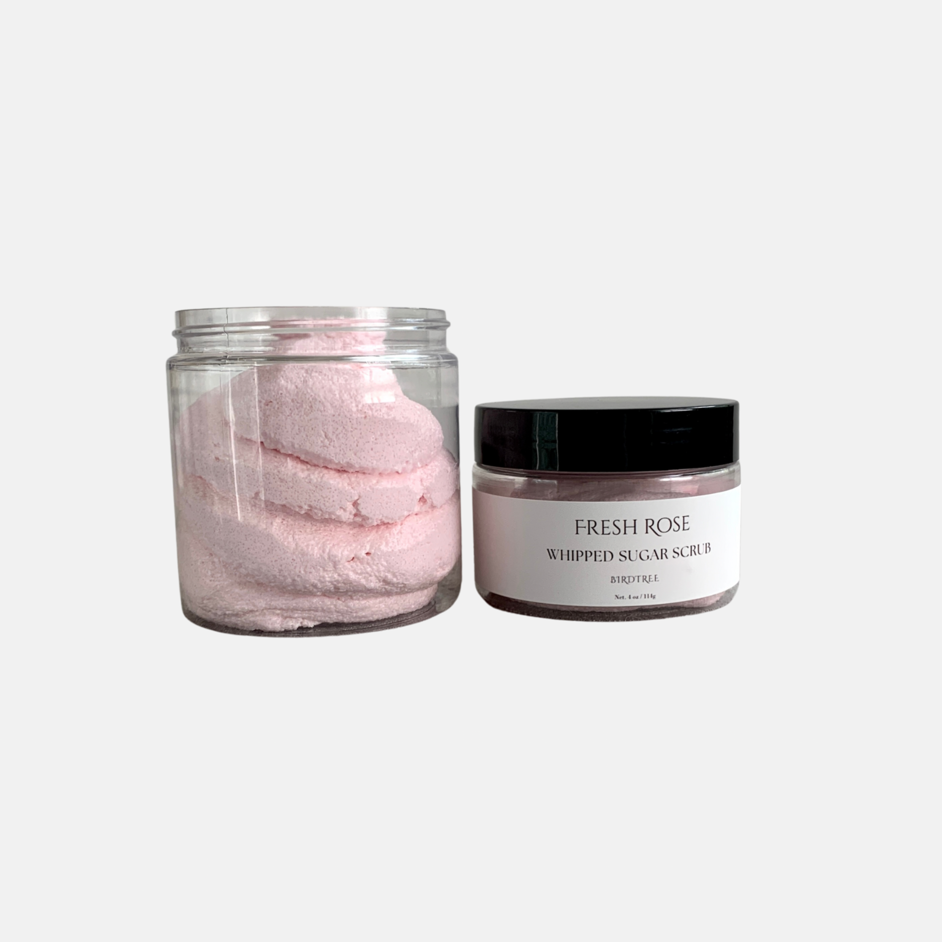 two jars pink sugar scrub