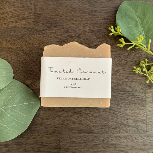 Tropical Toasted Coconut & Oatmeal Soap - Nourishing Vegan Bar with Sunflower Oil
